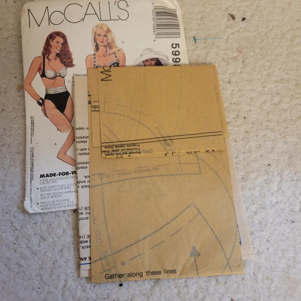 McCall's 5998 Swimsuit Bikini Pattern Women Size 8 Multi-Style Good Vintage 90s